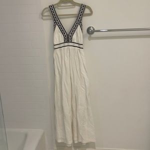 J. Crew White and Navy Linen Maxi Dress Size S